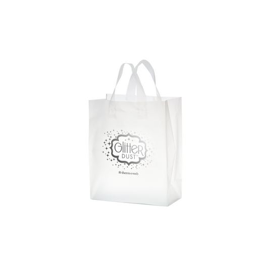 Custom Printed Clear Frosted Soft Loop Plastic Shopper Bag w/Insert (8"x4"x11") - Foil Stamp - 19FSC8411-FS